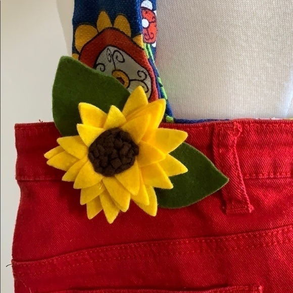Upcycled Denim Purse Red Floral - Picture 2 of 4